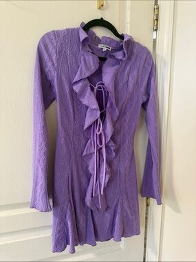 Fashion Nova Lavender Ruffle Front Knit Blouse